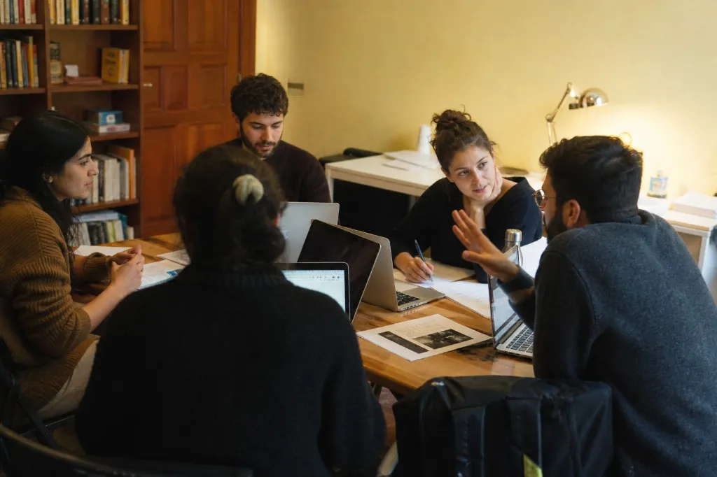 Team collaborating in a meeting